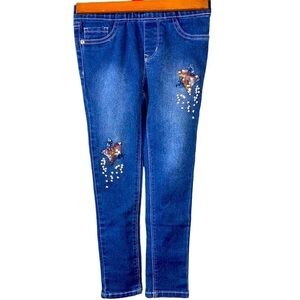 Liberty Valor girls blue jeans sequin stars stretch skinny Sz M (5/6).  L-05